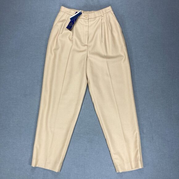 Charter Club 100% Wool Pants Sz 10 Tan Pleated High Waisted Dressy Trousers NEW - Picture 1 of 15